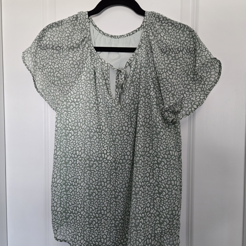 Green Patterned Women's Top